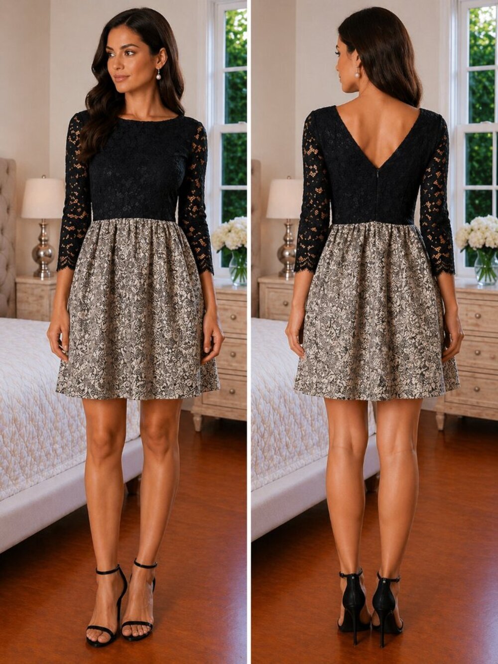 Erin Fetherston Black Lace Metally Polly A-Line Dress $375